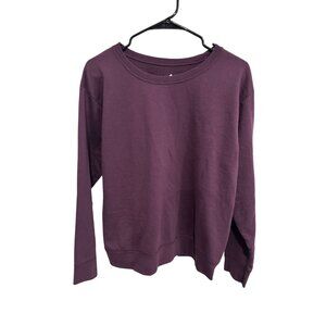 Hanes Fleece Crewneck Pullover Sweatshirt Purple Sz Large Comfort Soft Lounge